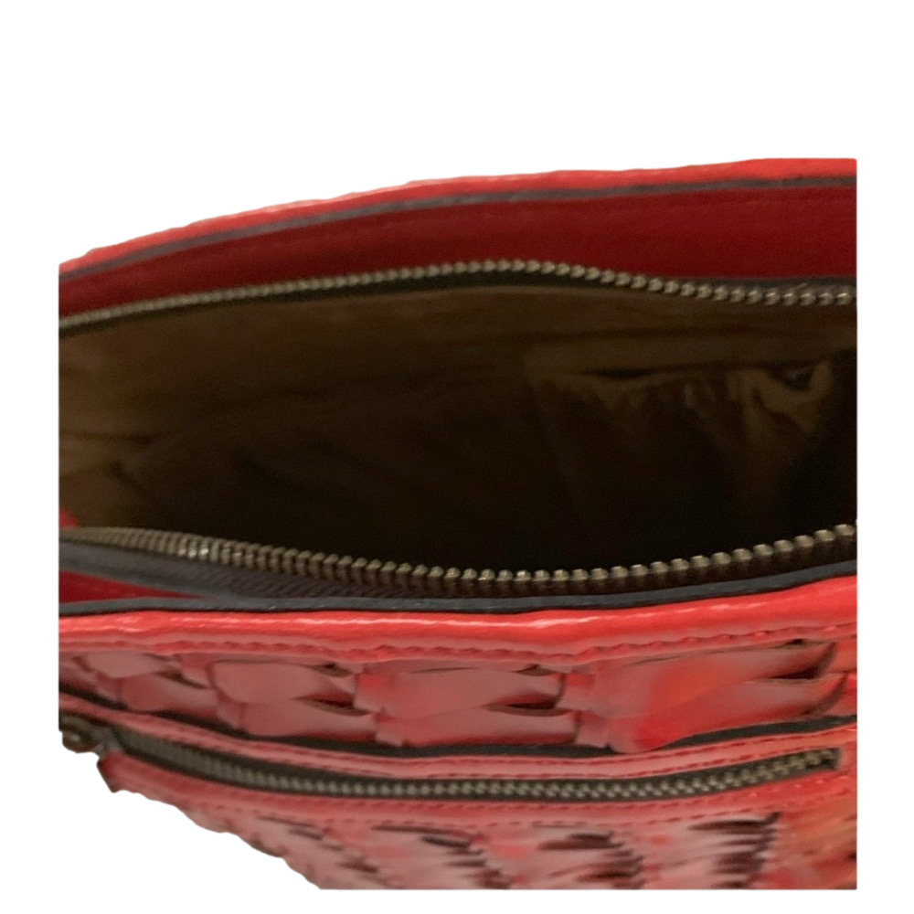 Patricia Nash Woven Leather Valbella Zip Crossbody Bag Bright Coral NWT - Picture 10 of 14